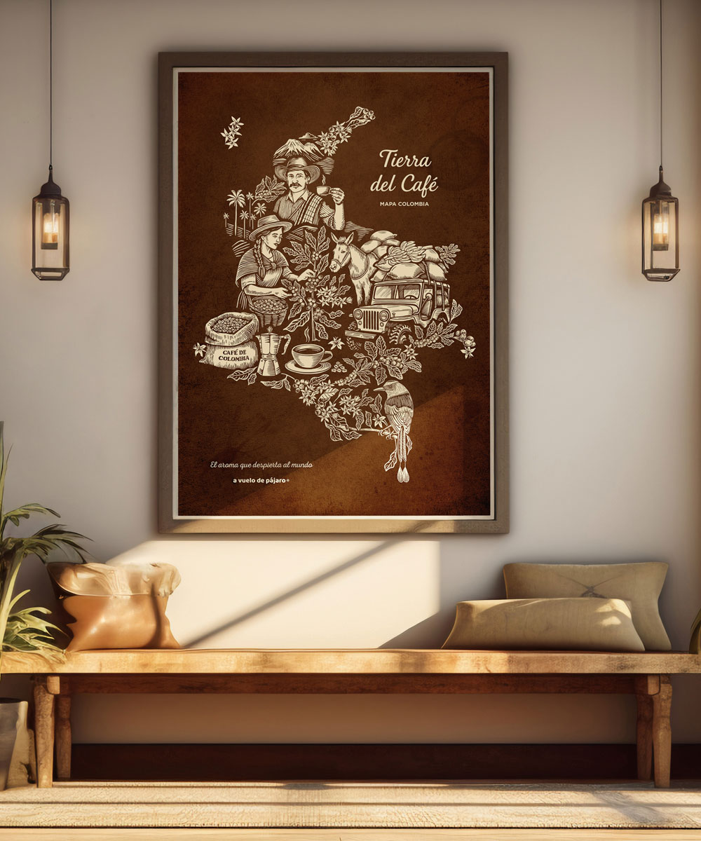 Lienzo Mapa Cafe Colombia